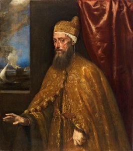 Tiziano, Portrait of Doge Francesco Venier Oil on canvas, Thyssen-Bornemisza Collection. Free illustration for personal and commercial use.