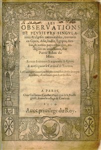 Title page - Belon Pierre - 1554