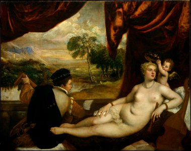 Tiziano Vecellio e bottega - Venere e il Suonatore di liuto (MET-Museum)