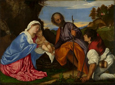 Titian - The Holy Family with a Shepherd - Google Art Project. Free illustration for personal and commercial use.