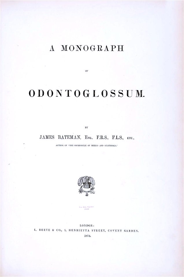 Title page-Bateman - A Monograph of Odontoglossum