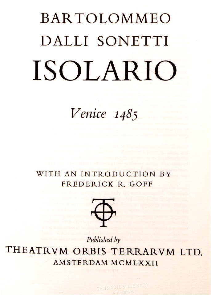 Title page - Sonetti Bartolommeo Dalli - 1485