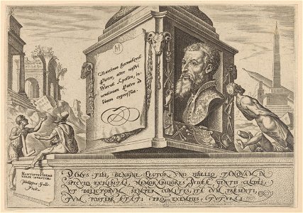 Title to Series- The Disasters of The Jewish People 1569 print by Maarten van Heemskerck, S.II 30124, Prints Department, Royal Library of Belgium
