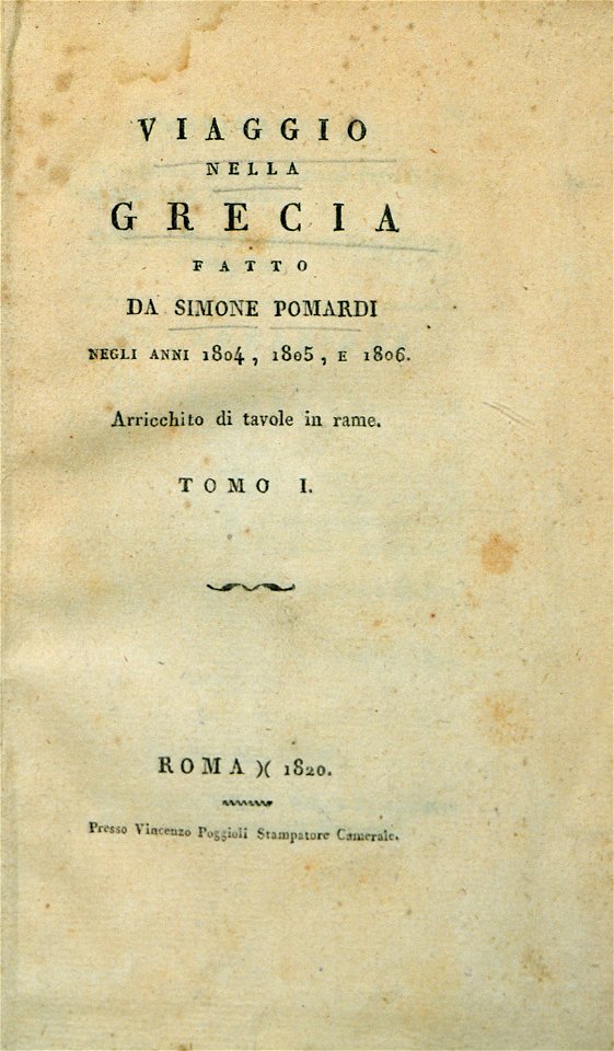 Title page - Pomardi Simone - 1820
