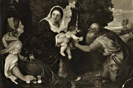 Tiziano, madonna tra i santi girolamo e dorotea. Free illustration for personal and commercial use.