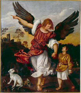 Tiziano Vecellio, tobiolo-e-langelo, Gallerie Accademia Venezia. Free illustration for personal and commercial use.