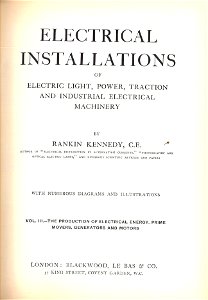 Title page (Rankin Kennedy, Electrical Installations, Vol III, 1903)