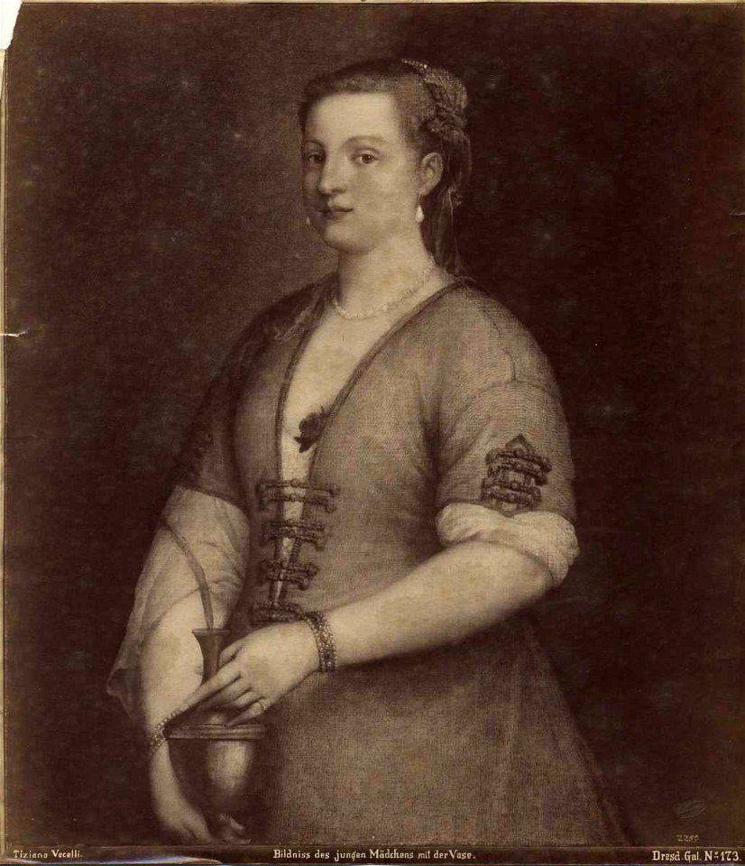 Tiziano, bottega - Ritratto di gentildonna con vaso, 173