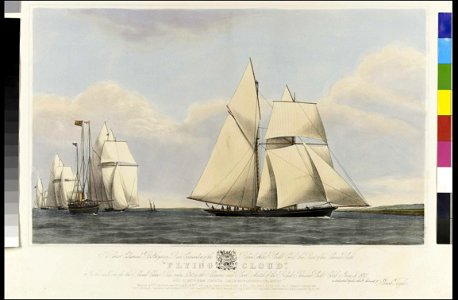 To Count Edmund Batthyany - Royal Albert Yacht Club, this Print of his Schooner Yacht Flying Cloud in the - Match of the Royal Thames Yacht Club, June 8th 1870 - dedicated by Josiah Taylor RMG PY8716
