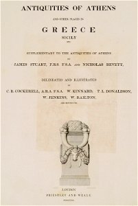 Title page Altar from Ephesus, today at the British Museum - Cockerell Charles Robert Kinnard William Donaldsonthomas Leverton Jenkins William Railton William - 1830