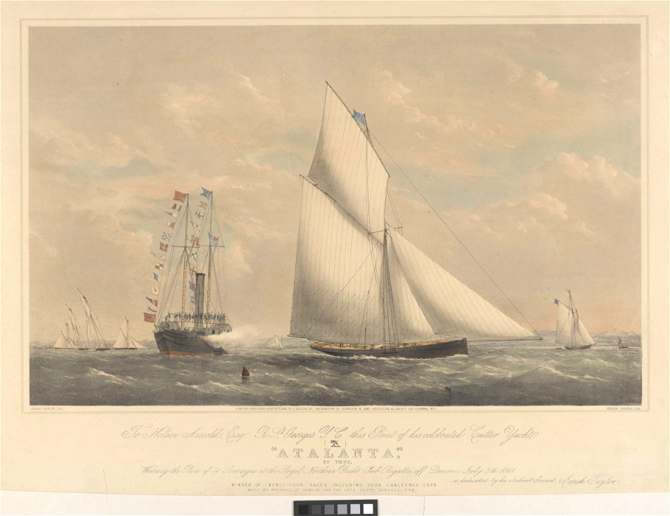 To Nelson Arnold, Esq. R. St George's Y.C - Cutter Yacht Atalanta 27 Tons Winning - at the Royal Northern Yacht Club Regatta, off Dunoon, July 9th 1861 RMG PY8714
