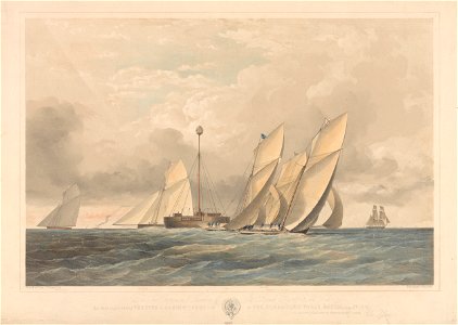 To The Commodore - Royal Thames Yacht Club. This Print Representing The Five Leading Vessels in the Strangers Purse Match, July 7th 1847 - dedicated by - John Lynn RMG PY8673