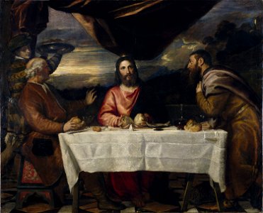 Tiziano Vecelli - La cena in Emmaus (National Gallery of Ireland). Free illustration for personal and commercial use.