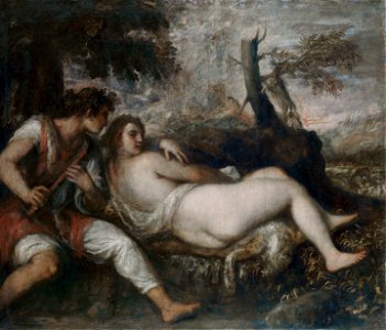 Tiziano Vecellio, called Titian - Nymph and Shepherd - Google Art ProjectFXD