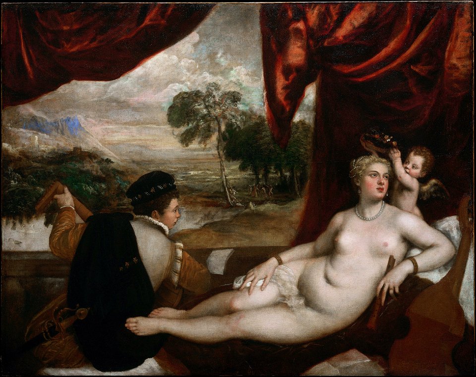 Tiziano Vecellio e bottega - Venere e il Suonatore di liuto (MET-Museum)FXD
