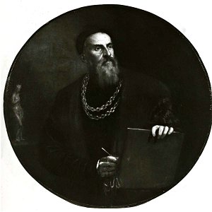 Tiziano - Autoritratto di Tiziano Vecellio, Collezione privata, Roma. Free illustration for personal and commercial use.