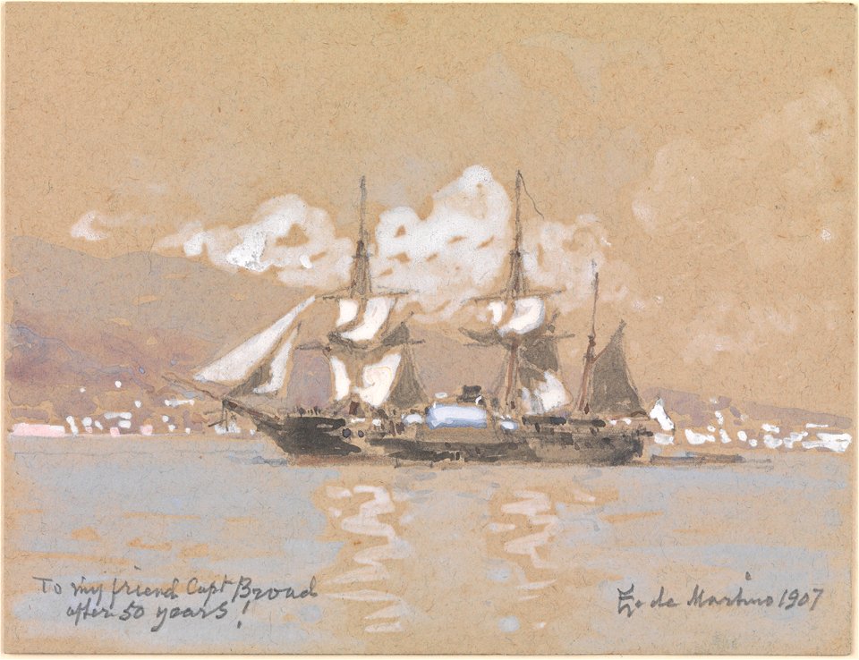 To my friend Capt Broad after 50 years! E de Martino 1907 RMG PU6586