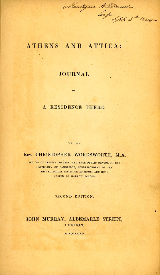 Title page - Wordsworth Christopher - 1837