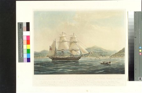 To the Directors of the London Missionary Society - their New Ship The John Williams - entering the Bay of Hauhine, one of the Society Islands in the South Pacific Ocean RMG PY0584