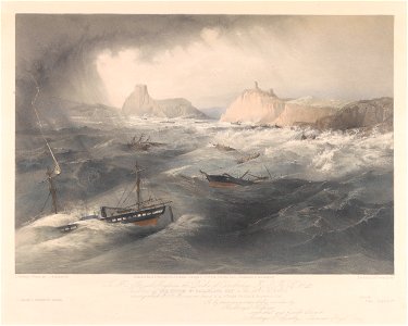 To His Royal Highness the Duke of Cambridge - the storm in Balaklava Bay on the 14th Nov, 1854, during which H.R.H. was on board H.M. steam frigate Retribution. Colnaghi's authentic series RMG PY0929