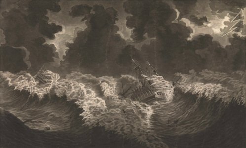 To Sir Peter Parker Bart - Pomona and Ulysses when dismasted in the Great Hurricane Oct 6th 1780 in the Mona Passage RMG PW7958 (cropped)
