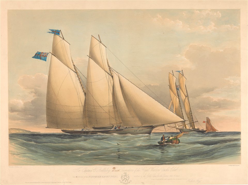 To Captain C Bulkeley Rear Commodore of the Royal Western Yacht Club This Portrait of his Schooner Yacht Peri Winner of the Gold Cups for the Years 1840 and 1841 - RMG PY8644