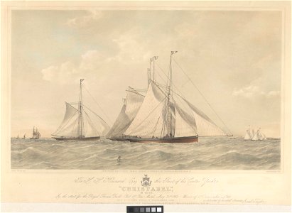 To H.H. Kennard, Esq. this Print of his Cutter Yacht Christabel, 48 Tons, In the Start for the Royal Thames Yacht Club 1st Class Match, May 23rd 1862 - built by Mr Edwin Aldous, of Brightlingsea, Essex - RMG PY8739