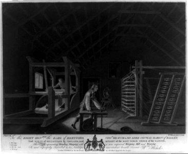 To the right hon'able the Earl of Hertford, ... this plate representing winding, warping with a new improved warping mill, and weaving; is ... inscribed by ... Wm. Hincks LCCN2003674104