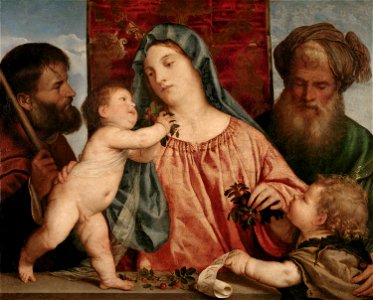 Tiziano Vecellio, gen. Tizian, , Kunsthistorisches Museum Wien - Kirschenmadonna (Links Hl. Joseph, rechts Johannesknabe und Hl. Zacharias) - GG 118 - Kunsthistorisches Museum. Free illustration for personal and commercial use.