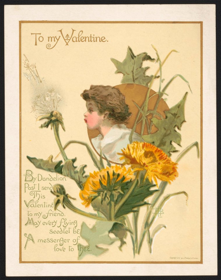 To my valentine. By dandelion post I send this valentine to my friend - (illegible monogram). LCCN2016652330