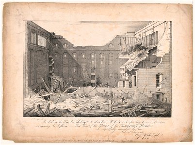 To Edward Hardwick, Esqre. & the Revd. G.C. Smith for their humane exertions in rescuing the sufferers - this view of the ruins of the Brunswick Theatre is respectfully inscribed by their LCCN2012649663