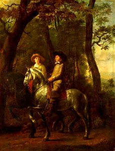 Toegeschreven aan Thomas de Keyser - Portret van een man en een vrouw te paard - RCIN 406007 - Royal Collection