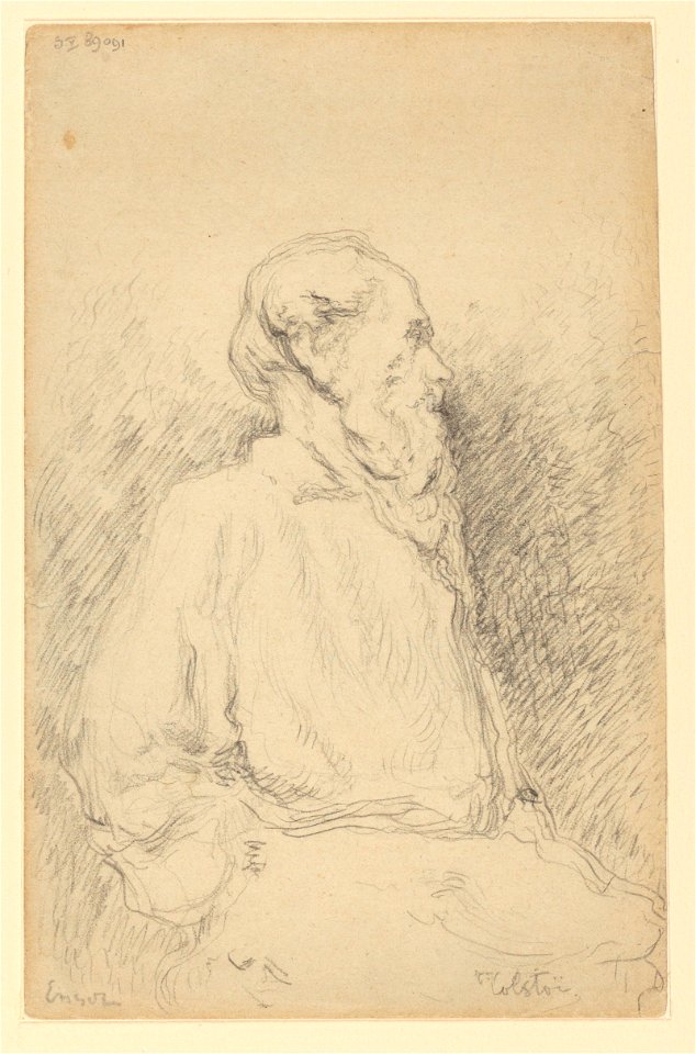 Tolstoï, drawing by James Ensor, Prints Department, Royal Library of Belgium, S. V 89091