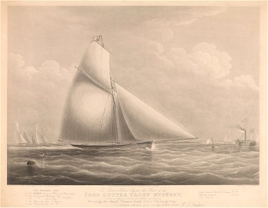 To Lord Alfred Paget This Print of his Iron Cutter Yacht Mystery - Winning the Royal Thames Yacht Club's Challenge Cup - dedicated by W.J. Huggins RMG PY8658