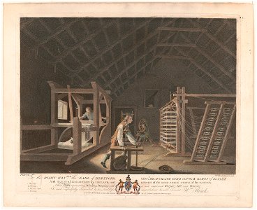 To the right hon'able the Earl of Hertford, ... this plate representing winding, warping with a new improved warping mill, and weaving; is ... inscribed by ... Wm. Hincks - Wm. Hincks, LCCN2003674104