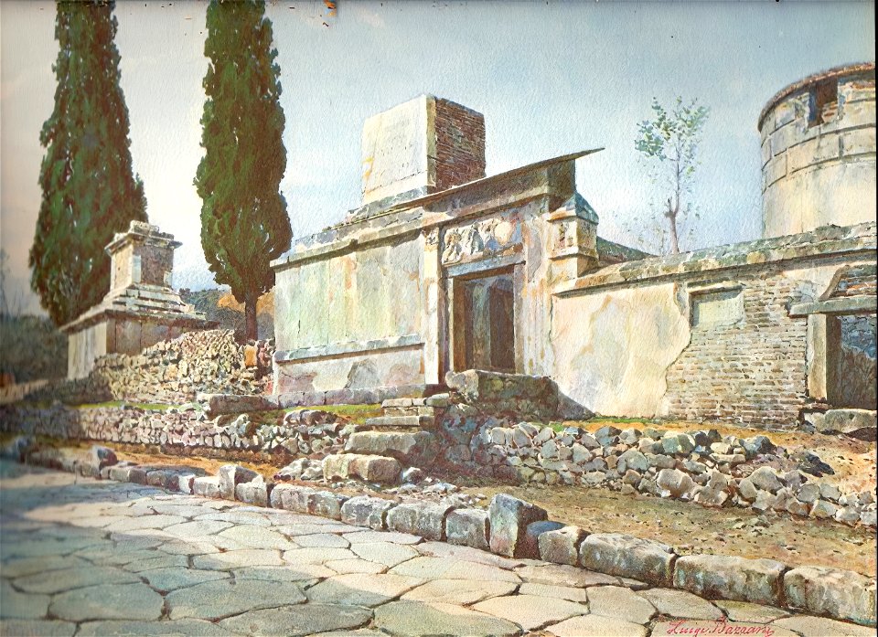 Tomb in the necropolis of Pompeii by Luigi Bazzani
