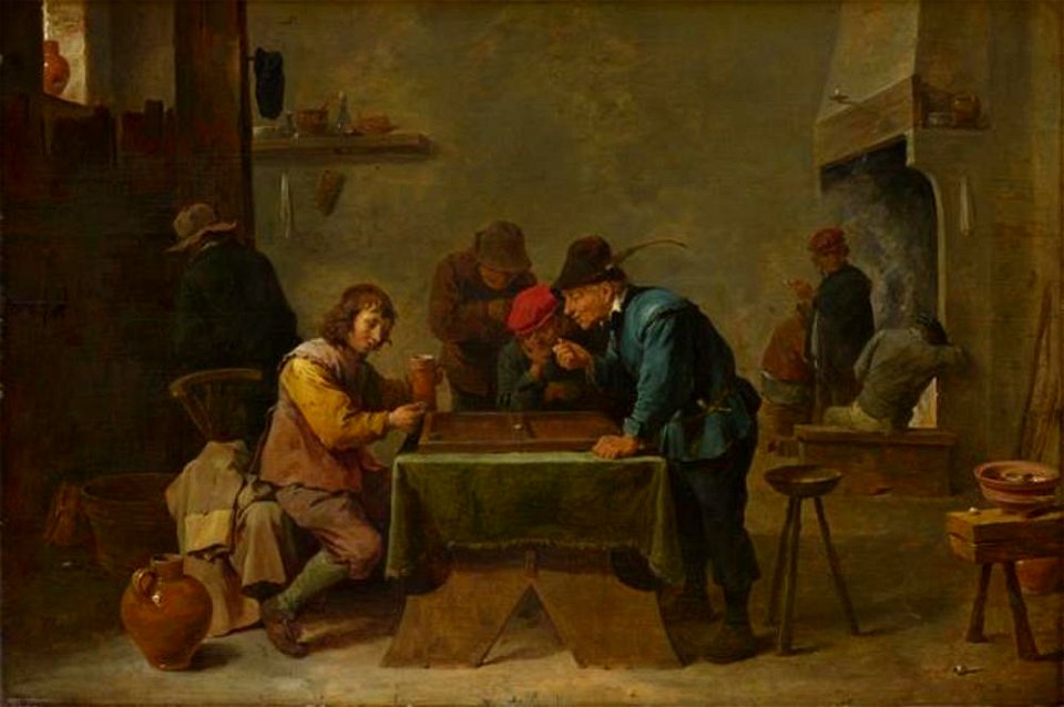 Toegeschreven aan David Teniers (II) - Triktrakkende mannen in een herberg - NG242 - National Gallery