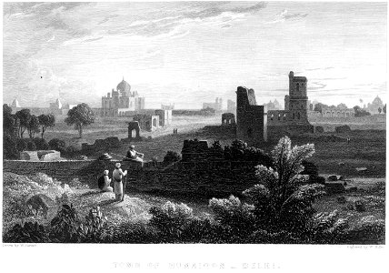 Tomb of Humaioon Delhi engraving by William Miller after W Purser