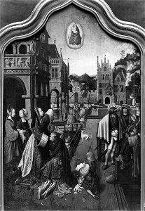 Toegeschreven aan Jan Mostaert omgeving van Anoniem Noordelijke Nederlanden (historische regio) ca. 1520-1530 - De Tiburtijnse Sibille voorspelt keizer Augustus de geboorte van Christus - 557 - Royal Museum of Fine Arts Antwerp