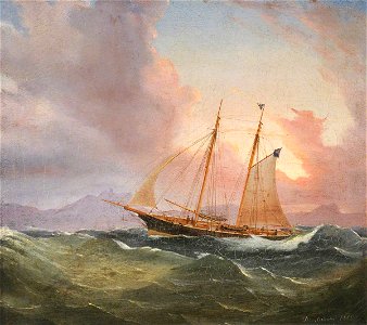 Tommaso de Simone (1805-1888) - Cutter in a Swell (The Yacht 'Diadem') - 1196046 - National Trust. Free illustration for personal and commercial use.