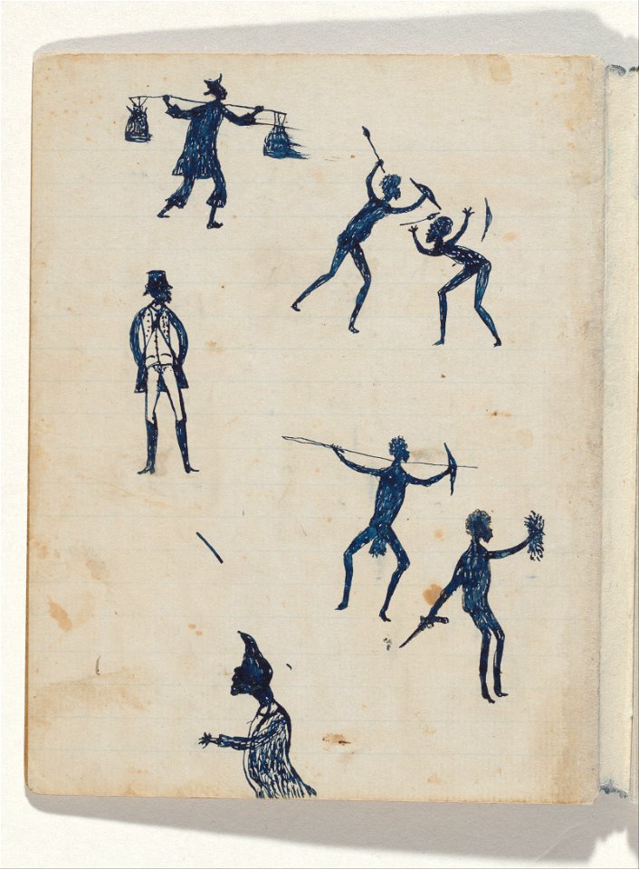 Tommy McRAE - Kwatkwat people - (Chinese man; men fighting and hunting; squatter; profile) Sketchbook mainly of activities of Aborig... - Google Art Project