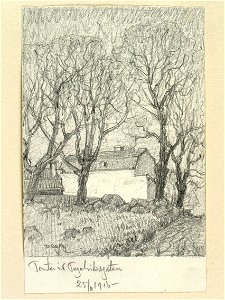 Tomter vid Tegelviksgatan , 25-11 1916 .Teckning av Ferdinand Boberg - Nordiska museet - NMA.0090943