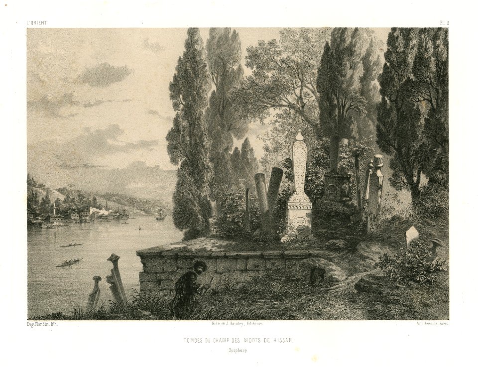 Tombes du champ des morts de Hissar Bosphore - Flandin Eugène - 1853