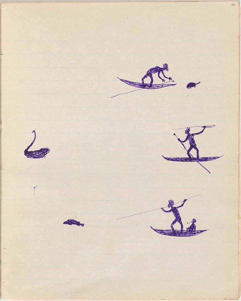 Tommy McRAE - Kwatkwat people - (Aboriginals spearing turtle, swan and fish) Sketchbook mainly of activities of Aboriginals and Whit... - Google Art Project