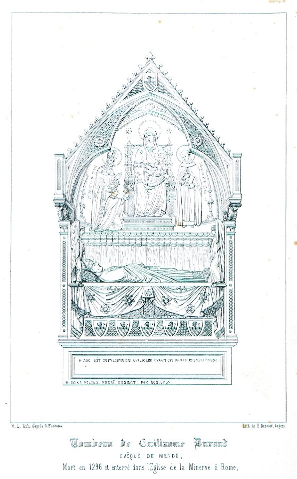 Tombeau de Guillaume Durand, evêque de Mende, mort en 1296 et enterré dans l'édlise de la Minerve à Rome - Godard - Faultrier Victor - 1857