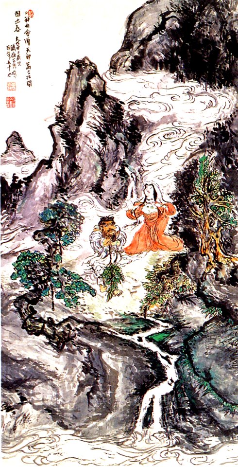 Tomioka Tessai Two Divinities Dancing