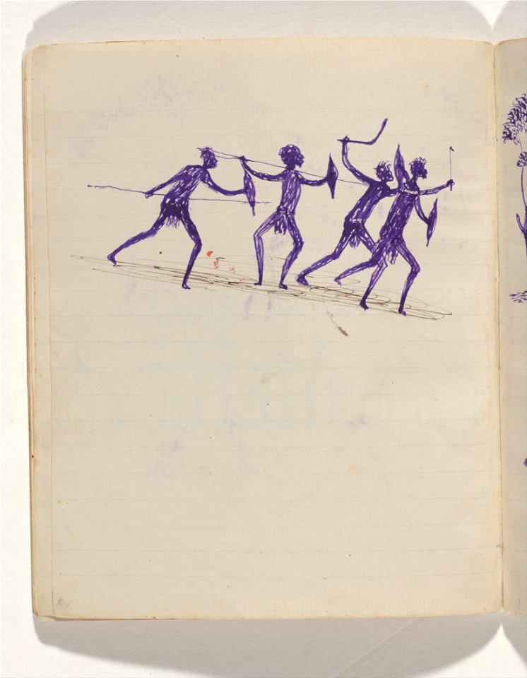 Tommy McRAE - Kwatkwat people - (Aboriginals with weapons) Sketchbook mainly of activities of Aboriginals and Whites - Google Art Project