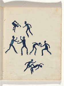 Tommy McRAE - Kwatkwat people - (Men boxing) Sketchbook mainly of activities of Aborigines and Whites - Google Art Project