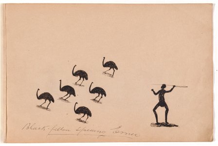 Tommy McRAE - Kwatkwat people - Black fellow spearing emu-Sketchbook of Aboriginal activities - Google Art Project