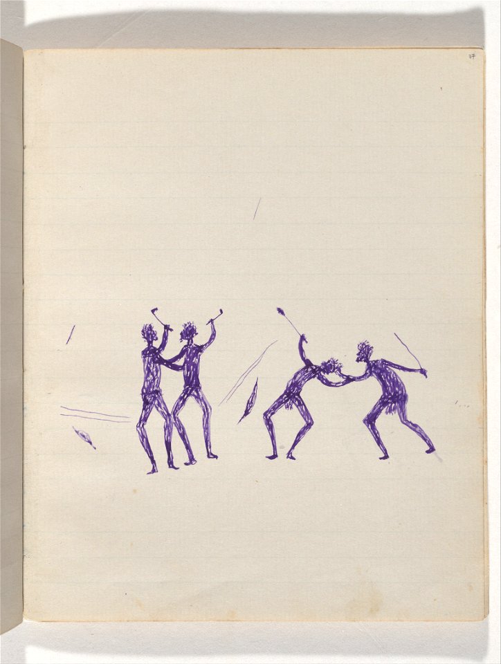 Tommy McRAE - Kwatkwat people - (Aboriginals fighting) Sketchbook mainly of activities of Aboriginals and Whites - Google Art Project (712546)